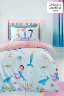 Catherine Lansfield Blue Mermaid Reversible Duvet Cover Set