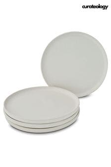 Curateology Set of 4 Light Grey LoHo Reactive Glaze Dinner Plates