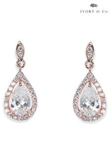 Ivory & Co Rose Gold Belmont And Crystal Teardrop Earring