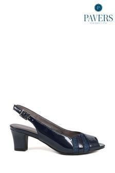 Pavers Blue Pavers Slingback Heeled Black Sandals