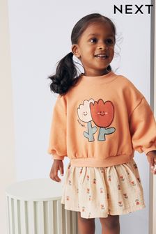 Peach Pink Long Sleeve Sweat Dress (3mths-7yrs)