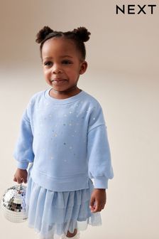 Pale Blue 2-in-1 Long Sleeve Jumper Dress (3mths-7yrs)