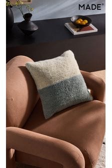 MADE.COM Grey/Blue Lori Tufted Berber Cushion