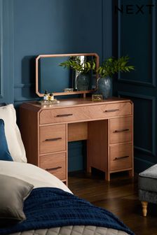 Dark Natural Dark Natural Ellis Oak Wood Console Dressing Table