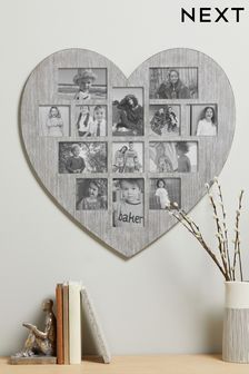 Grey Heart Shaped Multi Aperture Picture Frame