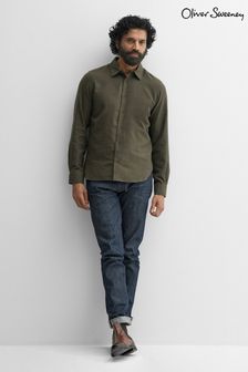 Oliver Sweeney Green Hawkesworth Brushed 100% Linen Cotton Shirt