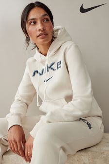 Nike Oatmeal Phoenix Fleece Standard Pullover Varsity Logo Hoodie