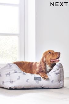 Grey Dog Print Pet Bed
