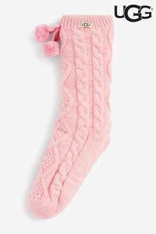 UGG Pink Pom Pom Fleece Lined Socks