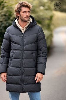 Black Shower Resistant Longline Hooded Coat