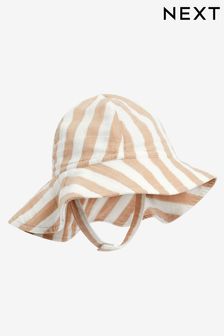 Neutral Stripe Wide Brim Stripe Baby Hat