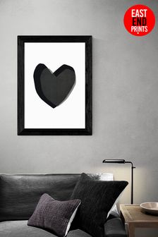 East End Prints Black Black Heart Framed Print