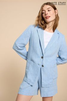 White Stuff Blue Loren Linen Blend Blazer