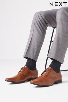 Tan Perforated Derby Shoes