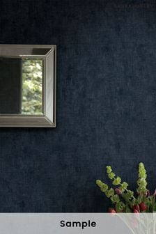 Midnight Seaspray Blue Plain Textured Wallpaper Sample Wallpaper
