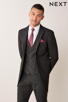 Black Slim Fit Morning Suit: Jacket