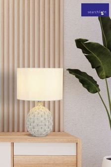 Searchlight White  Grey Bloom Ceramic Table Lamp