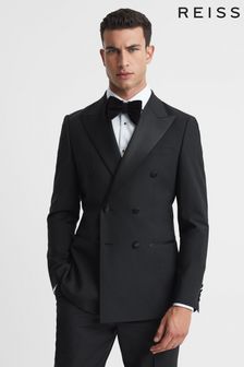 Reiss Black Poker Modern Fit Double Breasted Tuxedo Jacket