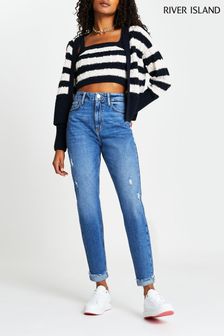 River Island Denim Blue Carrie Mom Coulee Jeans