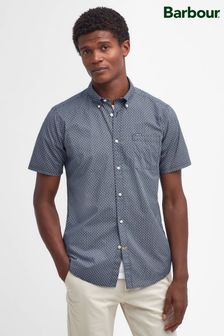 Barbour® Navy Shell Print Short Sleeve 100% Cotton Shirt