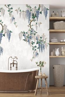 Woodchip & Magnolia Blue Wisteria Mural Wallpaper