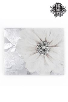 Art For The Home White Grey Bloom Canvas