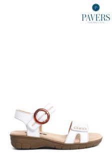 Pavers Easy FIt Enrichetta Extra Wide 6E Fit White Sandals