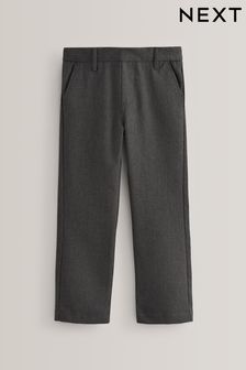 Grey Pull-On Waist School Formal Straight Trousers (3-17yrs)