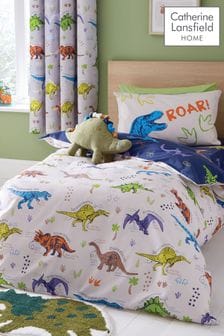 Catherine Lansfield Natural Prehistoric Dinosaurs Reversible Duvet Cover Set