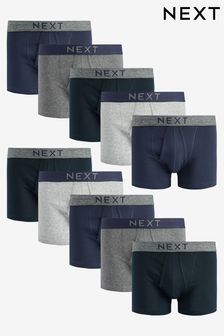 Grey/Navy 10 pack A-Front Boxers Pure Cotton 4 Pack