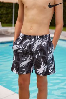 Nike Black 4 Inch Print Volley Swim Shorts