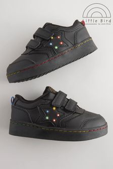 Little Bird by Jools Oliver Black Back to School Light Up Trainers