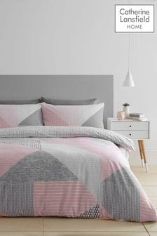 Catherine Lansfield Pink Larson Geo Duvet Cover and Pillowcase Set