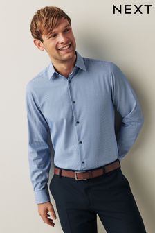 Blue Slim Fit Trimmed Easy Care Single Cuff Shirt