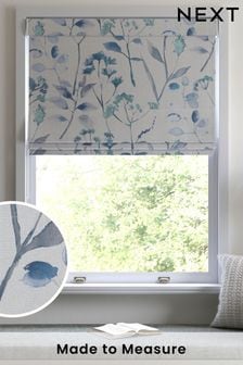 Blue Isla Floral Blue Made to Measure Roman 100% Cotton Blind