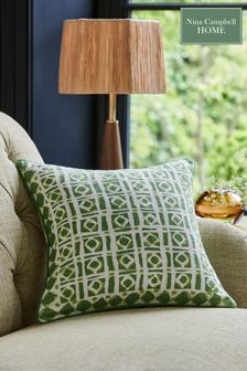 Nina Campbell Green 100% Cotton Batik Check Cushion