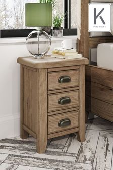 K Interiors Smoked Oak Embleton Solid Wood Bedside Cabinet