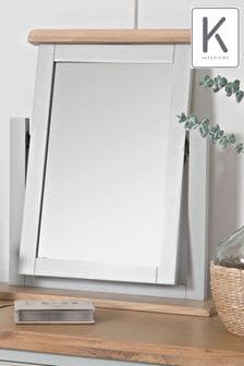 K Interiors Grey Windsor Solid Wood Trinket Mirror