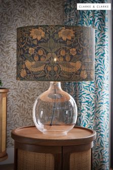 Clarke and Clarke Clear/Blue Strawberry Thief Table Lamp