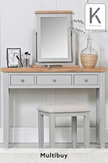 K Interiors Grey Oak Windsor Solid Wood Dressing Table