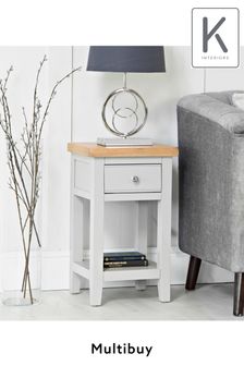 K Interiors Grey Oak Solid Wood Windsor Lamp Table