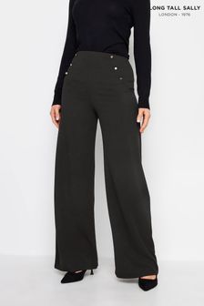 Long Tall Sally Black Button Detail Wide Leg Trousers