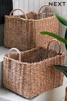 Plastic Wicker Set of 2 Baskets Storage