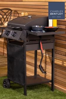 Charles Bentley Black Garden Deluxe 2 Burner Gas BBQ