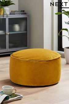 Ochre Yellow Opulent Velvet Pouffe