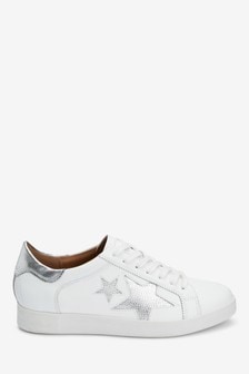 silver and white trainers