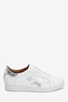 white trainers with silver