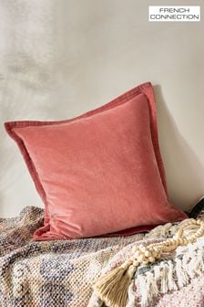 French Connection Peach Pink Washed Velvet Cushion