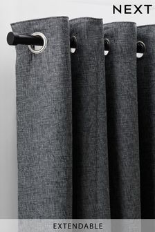 Black Extendable Stud End 28mm Curtain Pole Kit