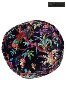 Riva Paoletti Black Paradise Round Velvet Polyester Filled Cushion